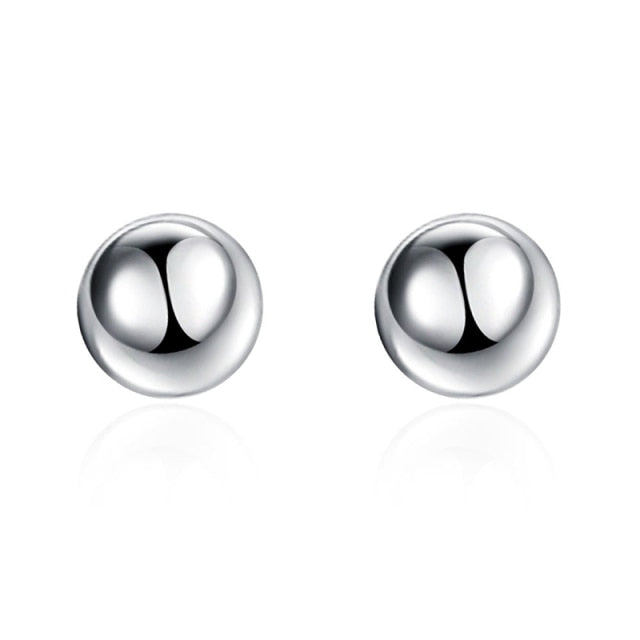 Women's Large Sterling Silver Ball Stud Earrings 8mm - 12mm