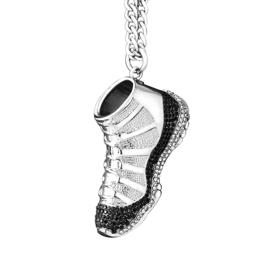 Men's Sport Shoe Necklace Stainless Steel Crystal Running Shoe Pendant