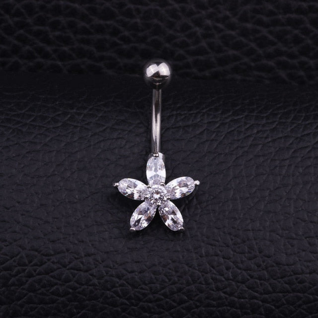 Curved Crystal Barbell Belly Button Ring Collection