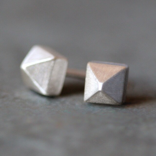 Sterling Silver Small Pyramid Stud Earrings