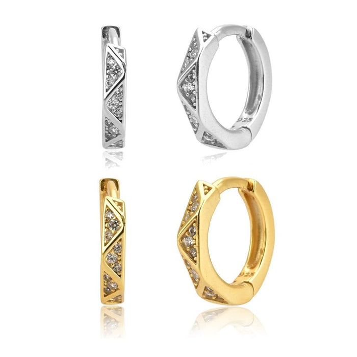 925 Sterling Silver Women's CZ Crystal Hoop Earrings