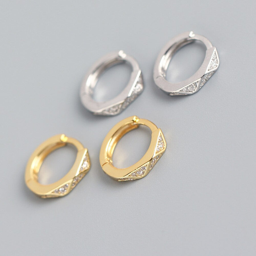 925 Sterling Silver Women's CZ Crystal Hoop Earrings