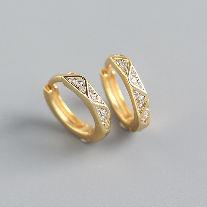 925 Sterling Silver Women's CZ Crystal Hoop Earrings