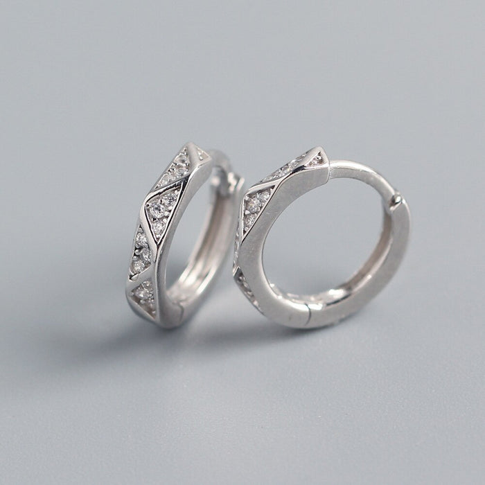 925 Sterling Silver Women's CZ Crystal Hoop Earrings