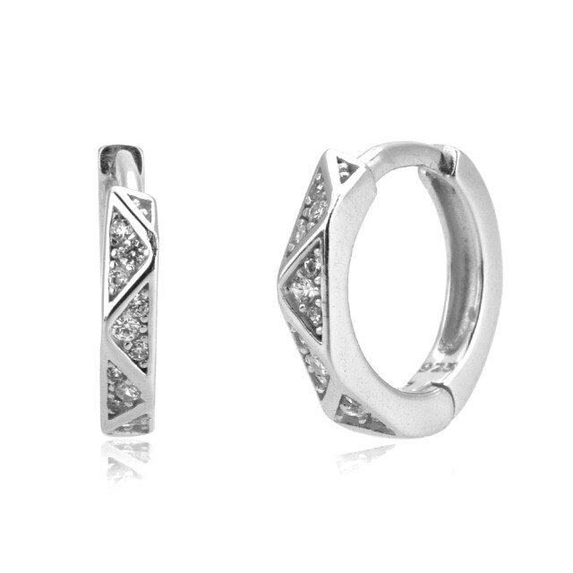 925 Sterling Silver Women's CZ Crystal Hoop Earrings