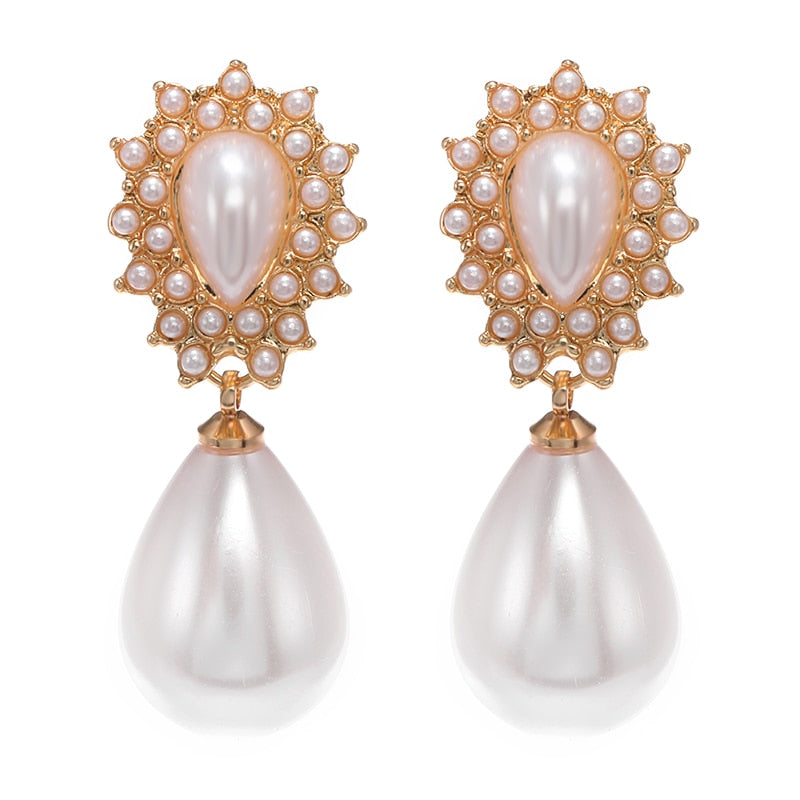 Big Simulated Pearl Clip On Earring Collection