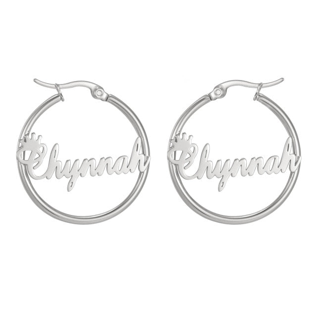 Women’s Personalised Custom Name Hoop Earrings