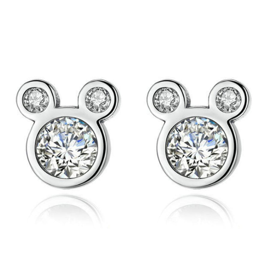 Sterling Silver Mickey Mouse Crystal Stud Earrings