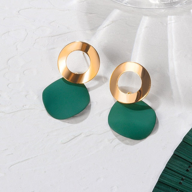 Green & Gold Tone Drop Earring Collection