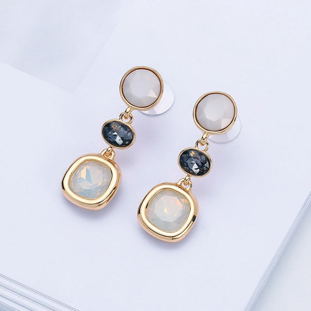 Simple elegant square & circle clip on earrings