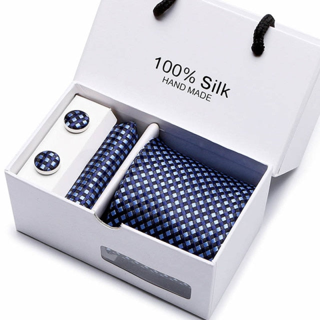 Men's Silk Tie Hanky & Cufflinks Set 'Gift Box Collection'