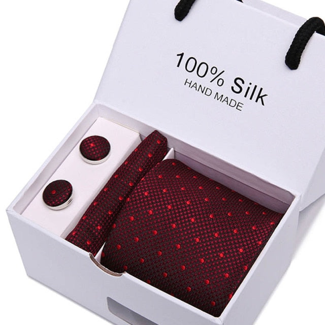 Men's Silk Tie Hanky & Cufflinks Set 'Gift Box Collection'