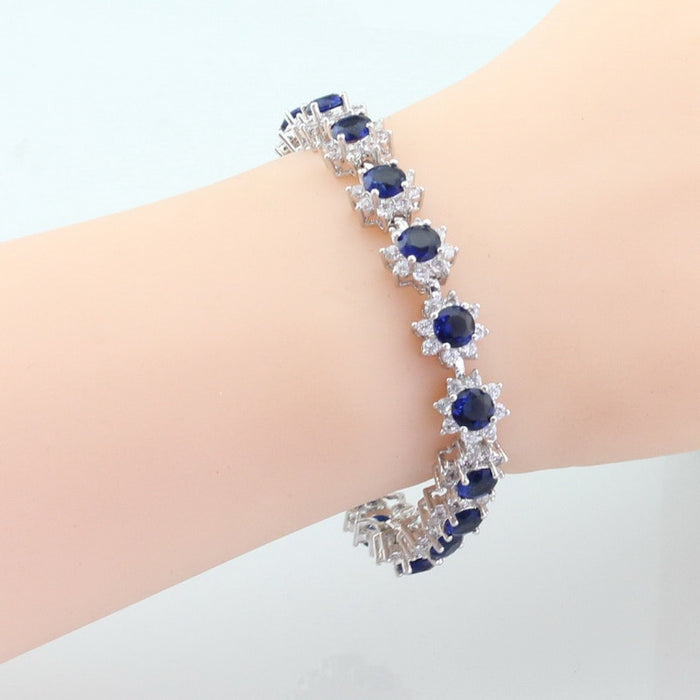 Sterling Silver Women’s Blue Sapphire Jewellery Set