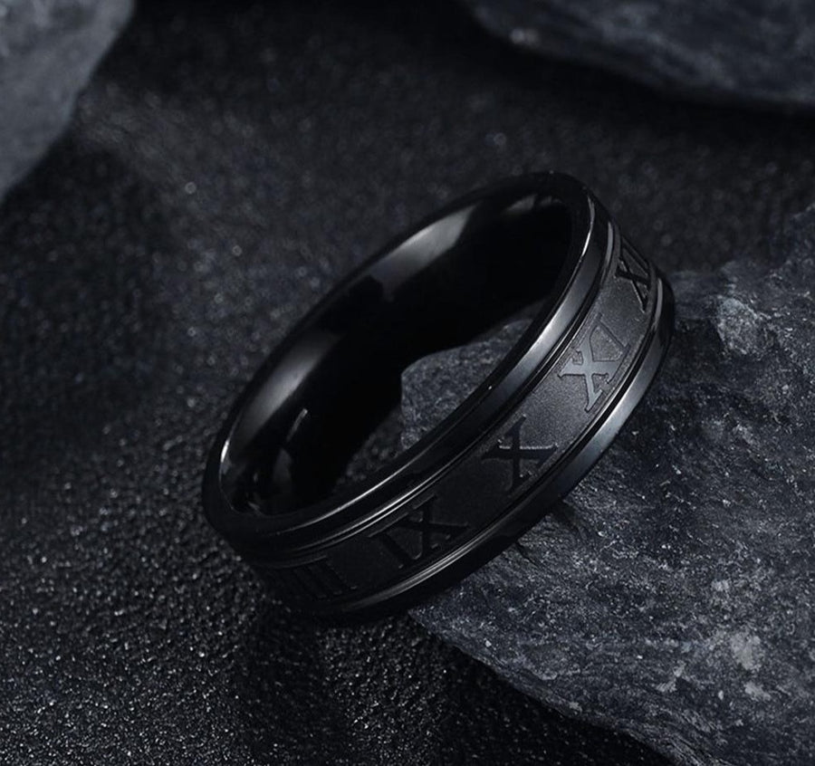 Stainless Steel Roman Numeral Ring
