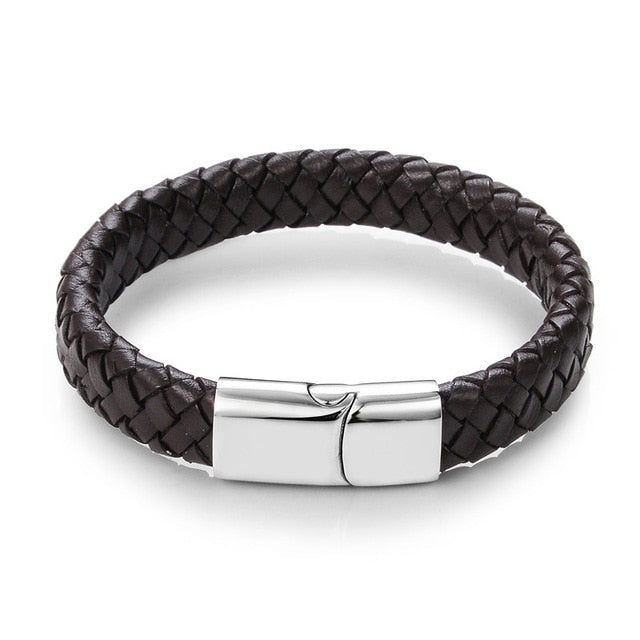 Black & Brown Braided Leather Bracelet