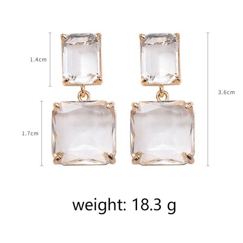 Square Crystal Drop Earrings