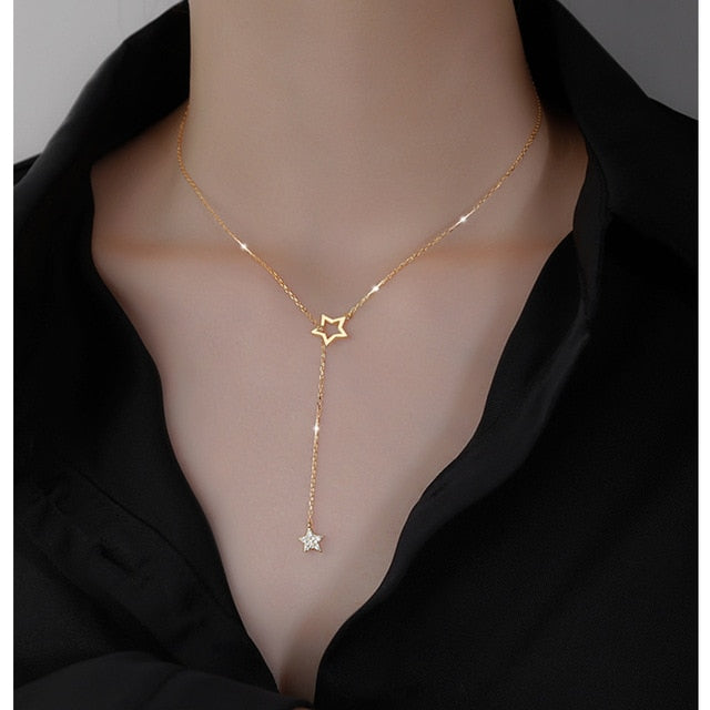 Sterling Silver Hanging  Star Necklace