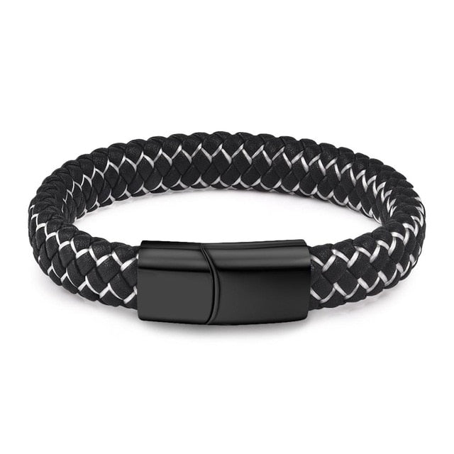 Black & Brown Braided Leather Bracelet