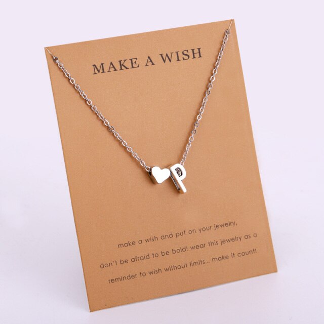 Small Heart & Initial Silver Necklace