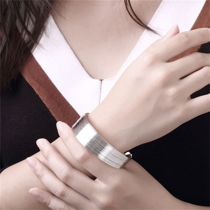 Sterling Silver Multi Layered Thin Wire Bangle