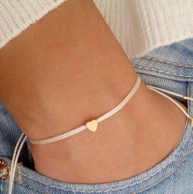 Simple Stackable Heart Charm Bracelet
