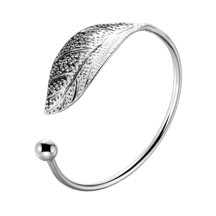 Women's Silver Leaf Bangle