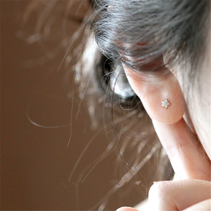 Sterling Silver Pavé Five-pointed Crystal Star Stud Earrings