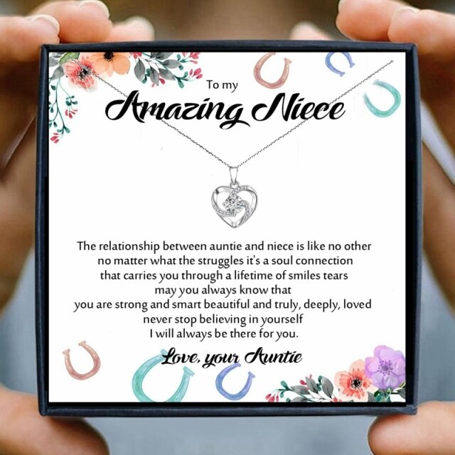 Women's Silver Heart  'To My Niece' Necklace Gift Box Collection
