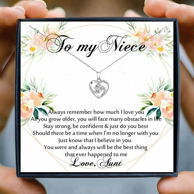 Women's Silver Heart  'To My Niece' Necklace Gift Box Collection