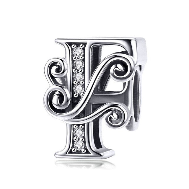 925 Sterling Silver Vintage Style Letter Alphabet A to Z Charms.