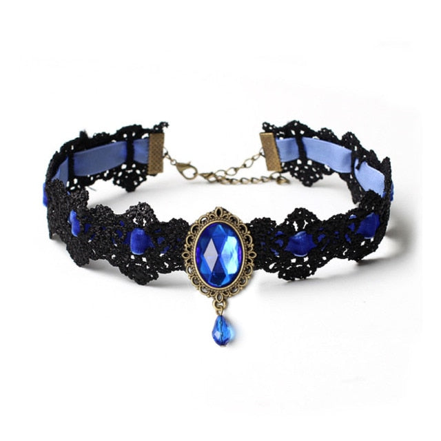 Lace Victorian Onyx Crystal Choker