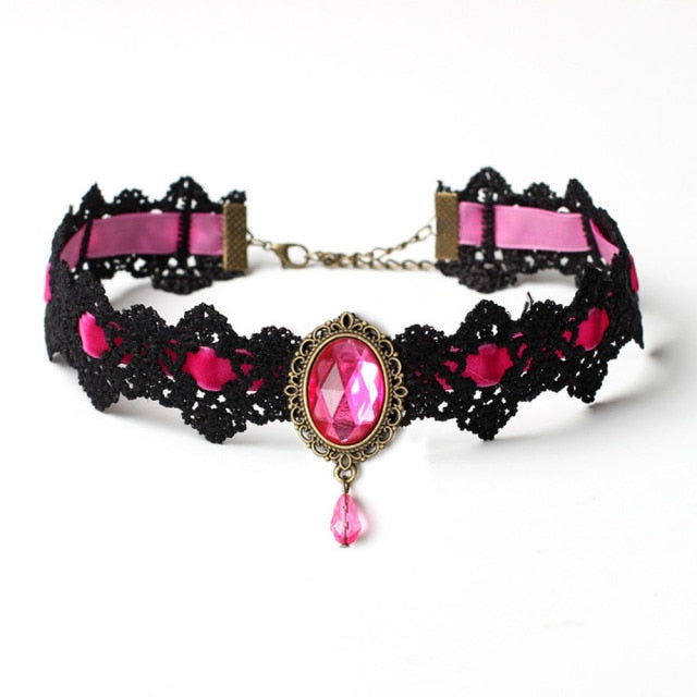 Lace Victorian Onyx Crystal Choker