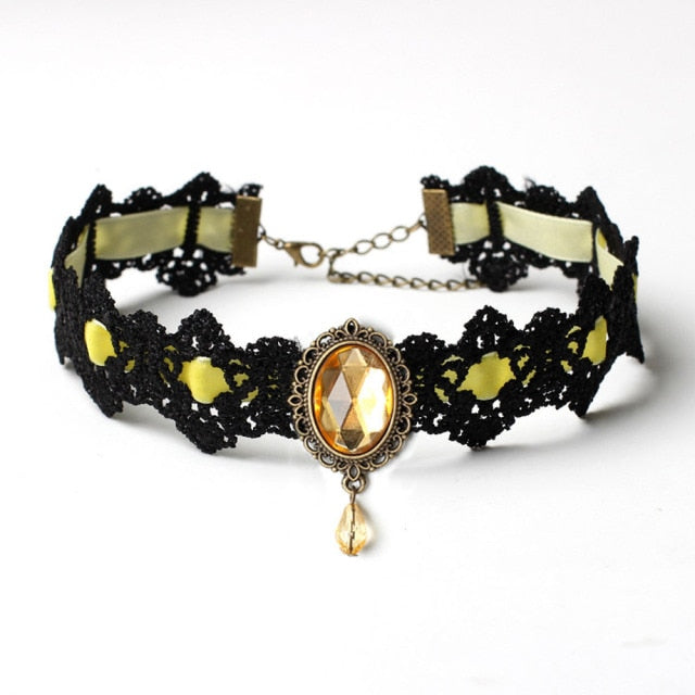 Lace Victorian Onyx Crystal Choker