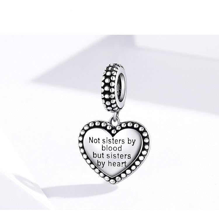 925 Sterling Silver 'Sisters by Heart' Dangle Charm