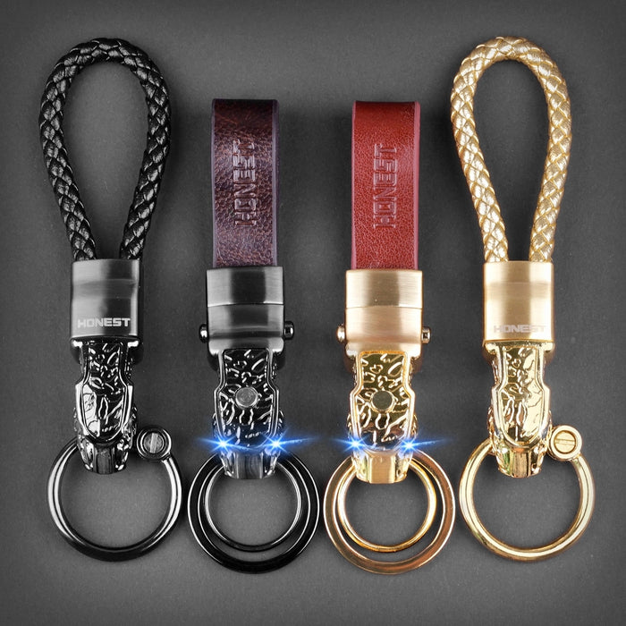 Genuine Rope Leather Panther Head Key Ring Collection