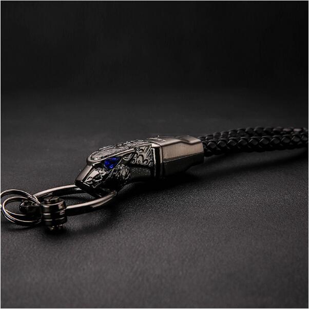 Genuine Rope Leather Panther Head Key Ring Collection