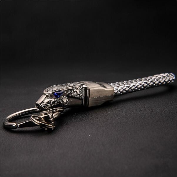 Genuine Rope Leather Panther Head Key Ring Collection