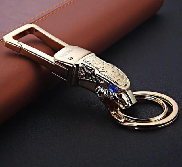 Genuine Rope Leather Panther Head Key Ring Collection