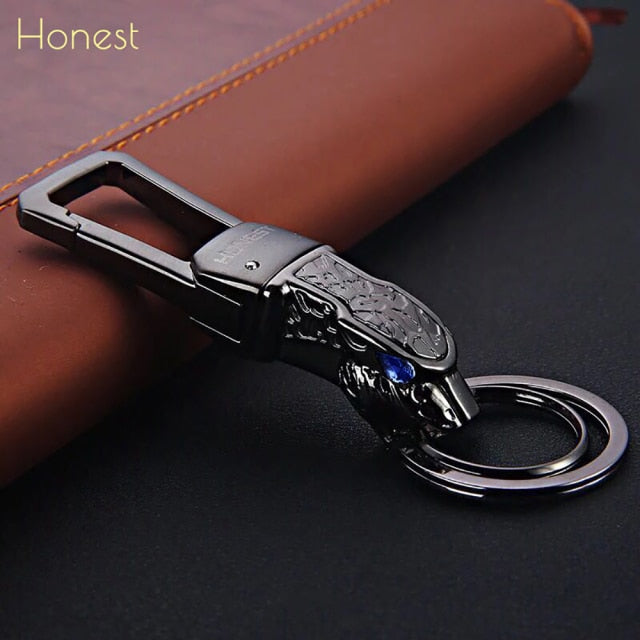 Genuine Rope Leather Panther Head Key Ring Collection