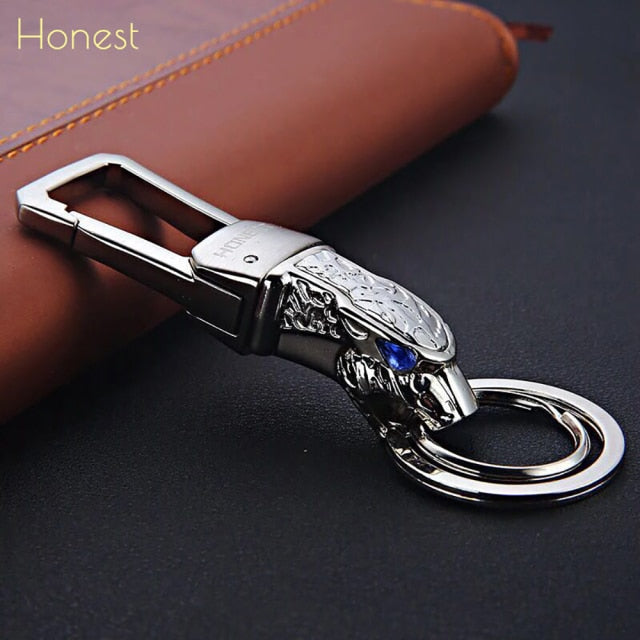 Genuine Rope Leather Panther Head Key Ring Collection