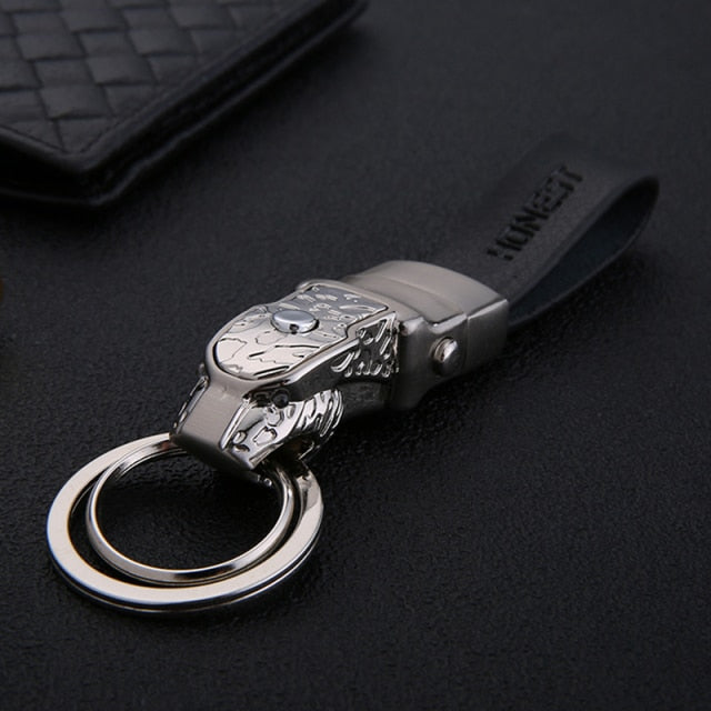 Genuine Rope Leather Panther Head Key Ring Collection