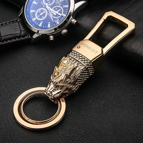 Genuine Rope Leather Panther Head Key Ring Collection