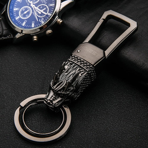 Genuine Rope Leather Panther Head Key Ring Collection