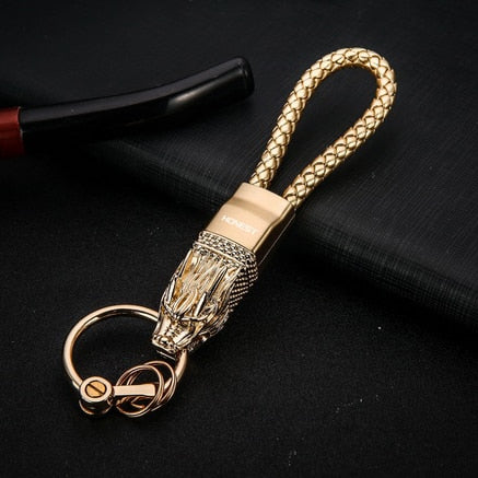 Genuine Rope Leather Panther Head Key Ring Collection