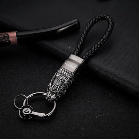 Genuine Rope Leather Panther Head Key Ring Collection