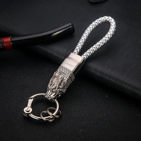 Genuine Rope Leather Panther Head Key Ring Collection