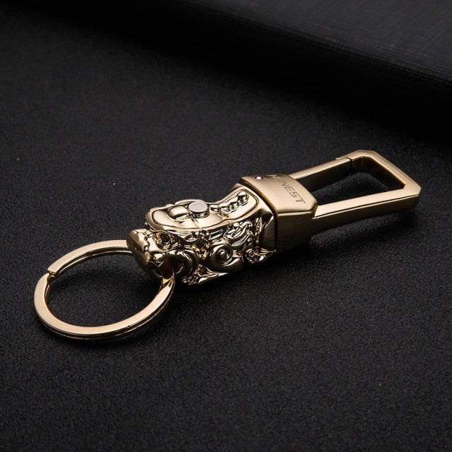 Genuine Rope Leather Panther Head Key Ring Collection