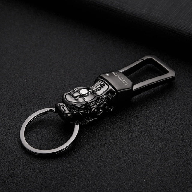 Genuine Rope Leather Panther Head Key Ring Collection