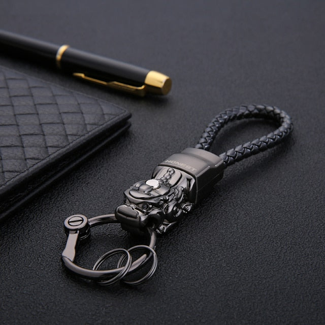 Genuine Rope Leather Panther Head Key Ring Collection