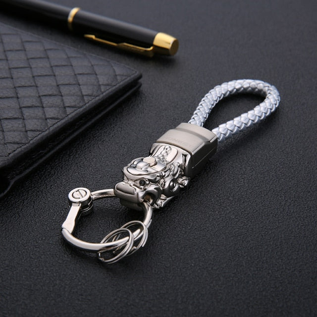 Genuine Rope Leather Panther Head Key Ring Collection